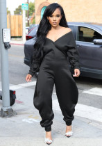 Women's Autumn Winter Solid Color V-Neck Sexy Long Sleeve Jumpsuit Women's Autumn Winter Solid Color V-Neck Sexy Long Sleeve Jumpsuit