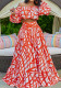 Women's Fashion Elegant Off Shoulder Long Sleeve High Waist Plus Size A-Line Skirt Set