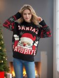 Women's Christmas Pullover Sweater Santa Round Neck Knitting Top