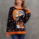 Colorblock Jacquard Autumn Winter Long Sleeve Pullover Halloween Sweater