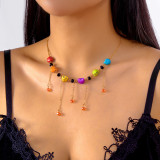 Halloween Funny Novelty Necklace Ghost Pumpkin Skull Fringe Multi-Element Pendant Short Necklace