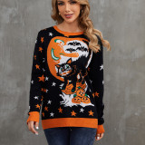 Colorblock Jacquard Autumn Winter Long Sleeve Pullover Halloween Sweater