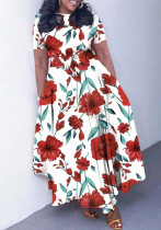 Women's Fashion Chic Tie-Waist African Plus Size Short Sleeve A-Line Dress Women's Fashion Chic Tie-Waist African Plus Size Short Sleeve A-Line Dress