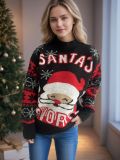 Women's Christmas Pullover Sweater Santa Round Neck Knitting Top