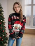 Women's Christmas Pullover Sweater Santa Round Neck Knitting Top