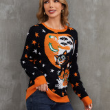 Colorblock Jacquard Autumn Winter Long Sleeve Pullover Halloween Sweater