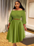 Women's Off-Shoulder Crop Top High Waist Long Skirt Set Autumn Winter Two-Piece Outfit