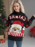 Women's Christmas Pullover Sweater Santa Round Neck Knitting Top