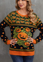 Autumn Winter Halloween Sweater Holidays Jacquard Knitting Top