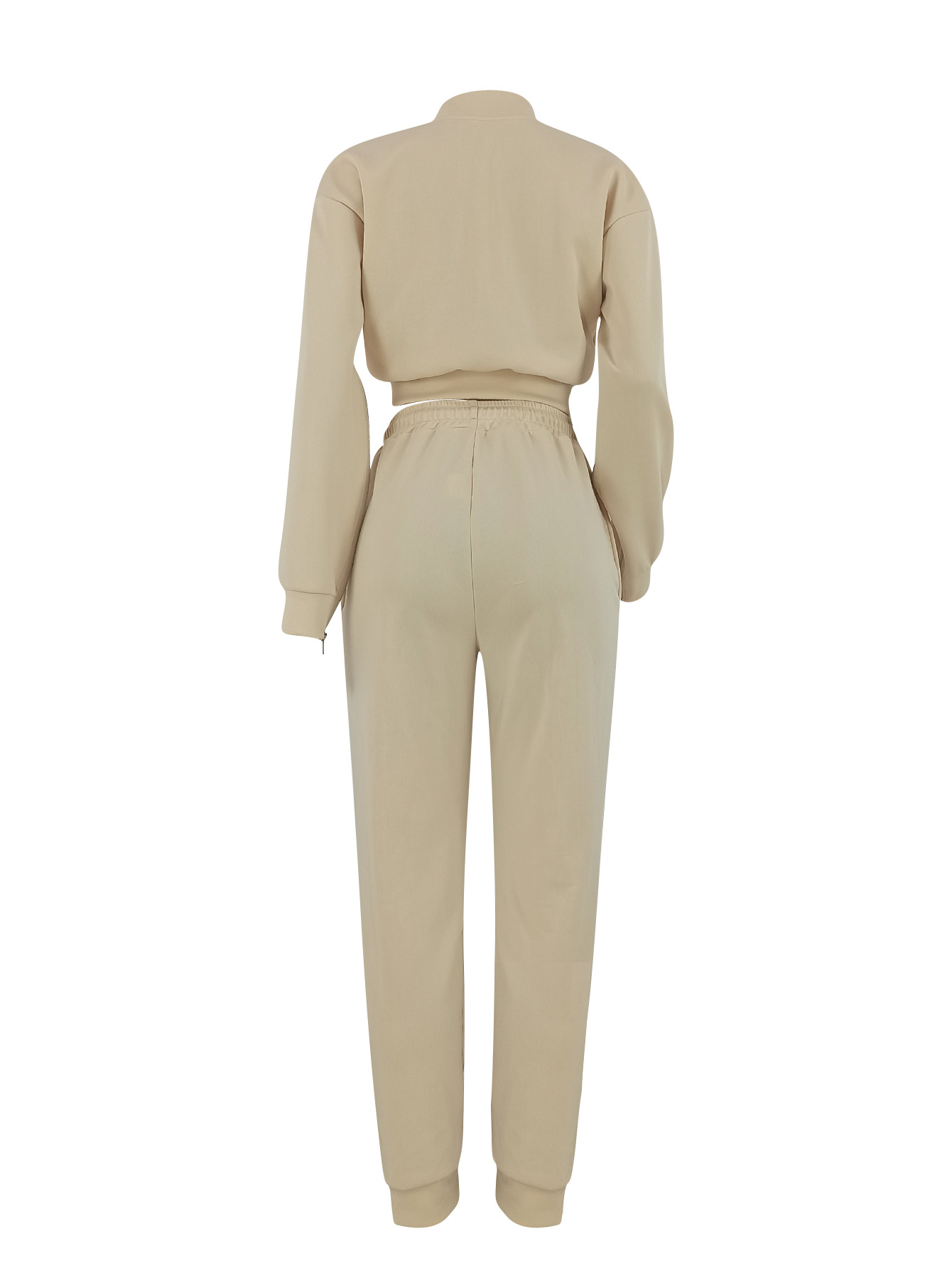 Women's Solid Color Casual Baseball Jacket Single-Breasted Long Sleeve Zipper Top and Sport Pants Two-Piece Set