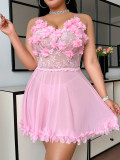 Plus-Size Women Lace See-Through Valentine's Day Nightdress, Thong Sexy Lingerie