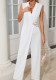 Women Solid Sleeveless Jumpsuit with Chain