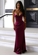 Women Autumn Strapless Slit Solid Maxi Dress