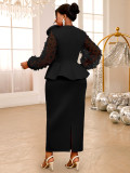 Plus-Size Women Lantern Sleeve Ruffled Party Formal Party Dress