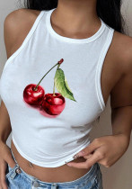 Women Cherry Letter Print Tank Top
