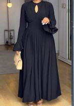 Women Solid Long-Sleeve Elegant Cutout Dress Women Solid Long-Sleeve Elegant Cutout Dress