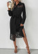 Women Autumn Long-Sleeved Lace Patchwork Shirt Dress