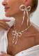 Pearl Earrings and Rice Pearl Bow Earrings and Necklace Two-Piece Set
