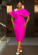Plus-Size Women Rose Ruffle Round Neck Cape Bodycon Dress