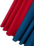 Plus-Size Women Contrast Short-Sleeved Round Neck Belt Elegant Party Dress