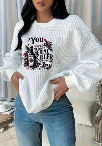 Women Autumn/Winter Long-Sleeved Round Neck Plaid Print Hoodies