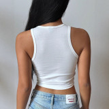 Women Cherry Letter Print Tank Top