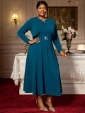 Plus-Size Women Two-Piece Diamond-Embroidered Cape Set Elegant Formal Party Dress for Mother's Birthday