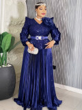 Sequin V-Neck Fashion Plus Size Dubai Elegant Long Gown