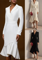 Autumn Turn-Down Collar Chic Slim Waist Slim Fit Mermaid Dress