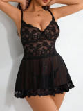 Erotic Lingerie Sexy Lace Mesh Strap Nightdress