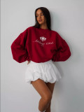 Trendy Letter Print American Autumn Winter Round Neck Long Sleeve T-shirt Top