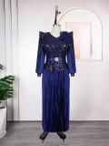 Sequin V-Neck Fashion Plus Size Dubai Elegant Long Gown