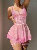 Erotic Lingerie Sexy See Through Lace Mesh Strap Nightdress