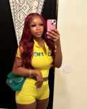 Women Summer Letter Printed Sexy Solid Top and Shorts Two-Piece Set