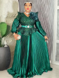 Sequin V-Neck Fashion Plus Size Dubai Elegant Long Gown