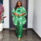 Africa Plus Size Print Robe Women's Vest Outerwear Two-Piece Dress