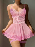 Erotic Lingerie Sexy See Through Lace Mesh Strap Nightdress