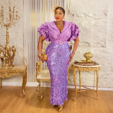 Sequin Dress Women's Plus Size Party Evening Gown