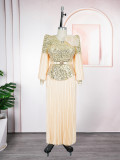 Sequin V-Neck Fashion Plus Size Dubai Elegant Long Gown