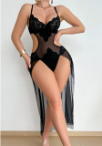 Sexy Lingerie Nightwear Lace Seduction See-Through Strappy Dress Nightgown