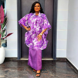 Africa Plus Size Print Robe Women's Vest Outerwear Two-Piece Dress