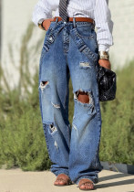 Ripped Wide Leg Denim Pants Ripped Wide Leg Denim Pants
