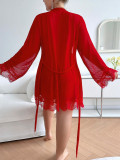Erotic Lingerie Sexy Lace Bodysuit and Night Robe Set