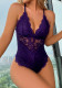 Women's Lingerie Solid Color V-Neck Lace Patchwork Sensual Bodysuit