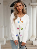 Women's Knit Outerwear Autumn Winter Lace-Up Bow Crochet Patchwork Cardigan