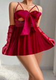 Erotic Lingerie Sexy Bow Mesh Strap Nightdress