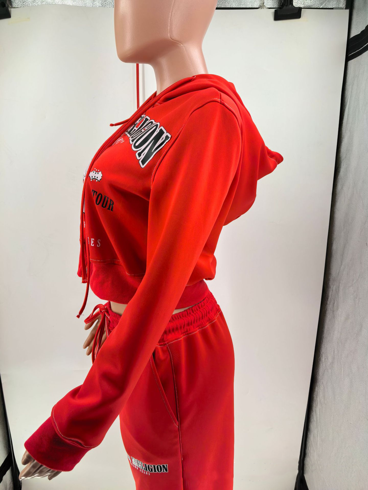 Women Casual Printed Long-Sleeved Athletic Hoodies and Pant Two-Piece Set