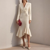 Autumn Turn-Down Collar Chic Slim Waist Slim Fit Mermaid Dress