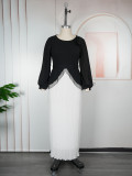 Africa Plus Size Women's Long Sleeve Elegant Pleated Formal Party Gown