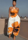 Print Halter Neck Slim Wasit Wide Leg Jumpsuit